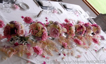 Centre de table vintage avec des roses anciennes